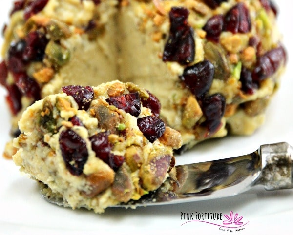 It’s not a party until the cheese spread comes out. It’s the perfect appetizer for any holiday gathering, game day, ladies brunch, or party in general. This vegan cheese ball is dairy-free, is covered with cranberries and pistachios, is easy to make, and is absolutely delicious.