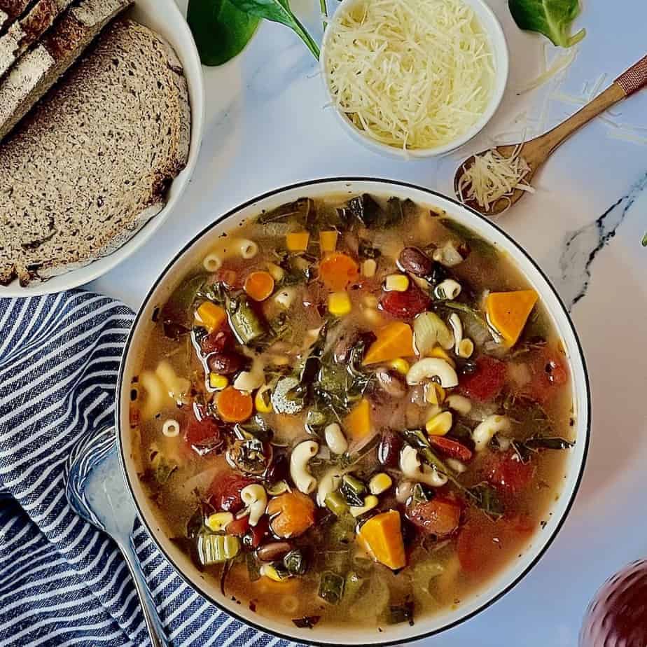 Instant Pot Minestrone is hearty, filling, and healthy. This comfy warming soup is always loved on a chilly fall or winter day. It’s loaded with healthy vegetables and beans, and pressure cooked in a broth worthy of a 5-star restaurant! Minestrone Soup is lovely on chilly winter days!