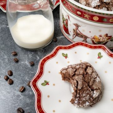 Delicious, ready-to-eat chocolate espresso crinkle cookies! Perfect for the holidays!