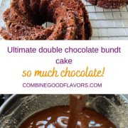 A seven ingredient, easy to make, moist, and rich double chocolate bundt cake, that will please every chocolate lover!