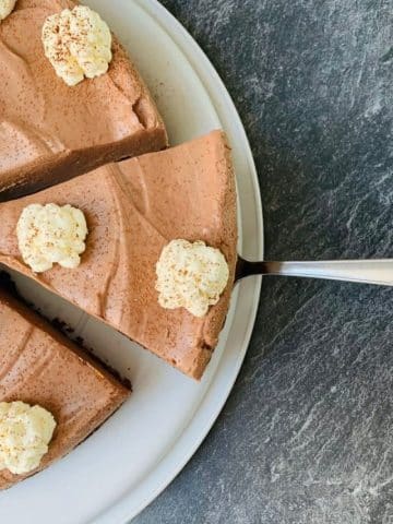 A big slice of deliciousness - the no-bake chocolate ricotta cheesecake!