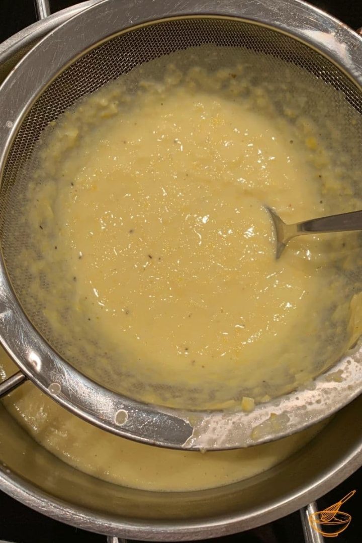 Finally, to make the soup quite subtle, pass it through a sieve into a large bowl.