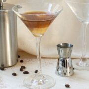 french press eggnog coffee served cold