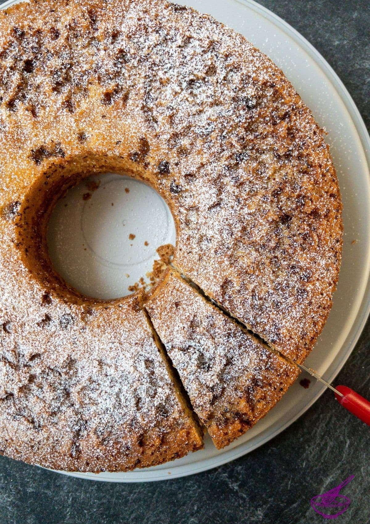 A scrumptious fluffy slice of the best potato flour eggnog cake!