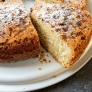A scrumptious fluffy slice of the best potato flour eggnog cake!