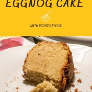 A scrumptious fluffy slice of the best potato flour eggnog cake!