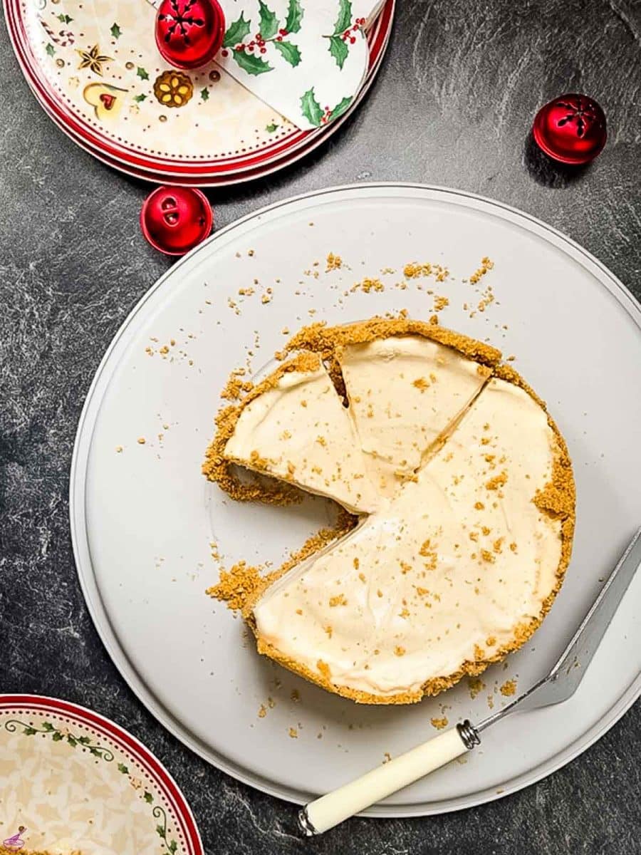 Ready to eat eggnog cheesecake - The subtle ginger flavor in the crust and the nutmeg notes in the filling make this cheesecake a true taste sensation.