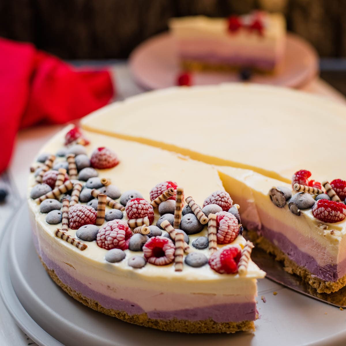 Patriotic Fourth of July no-bake Cheesecake