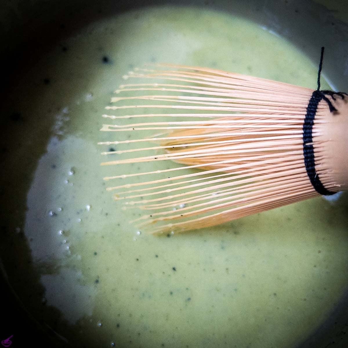 Whisk up with the Matcha whisk.