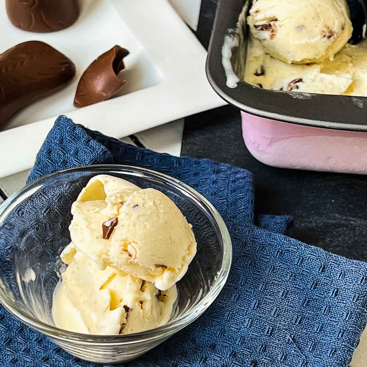 One scoop of delicious homemade Chocolate Chip Vanilla Ice Cream