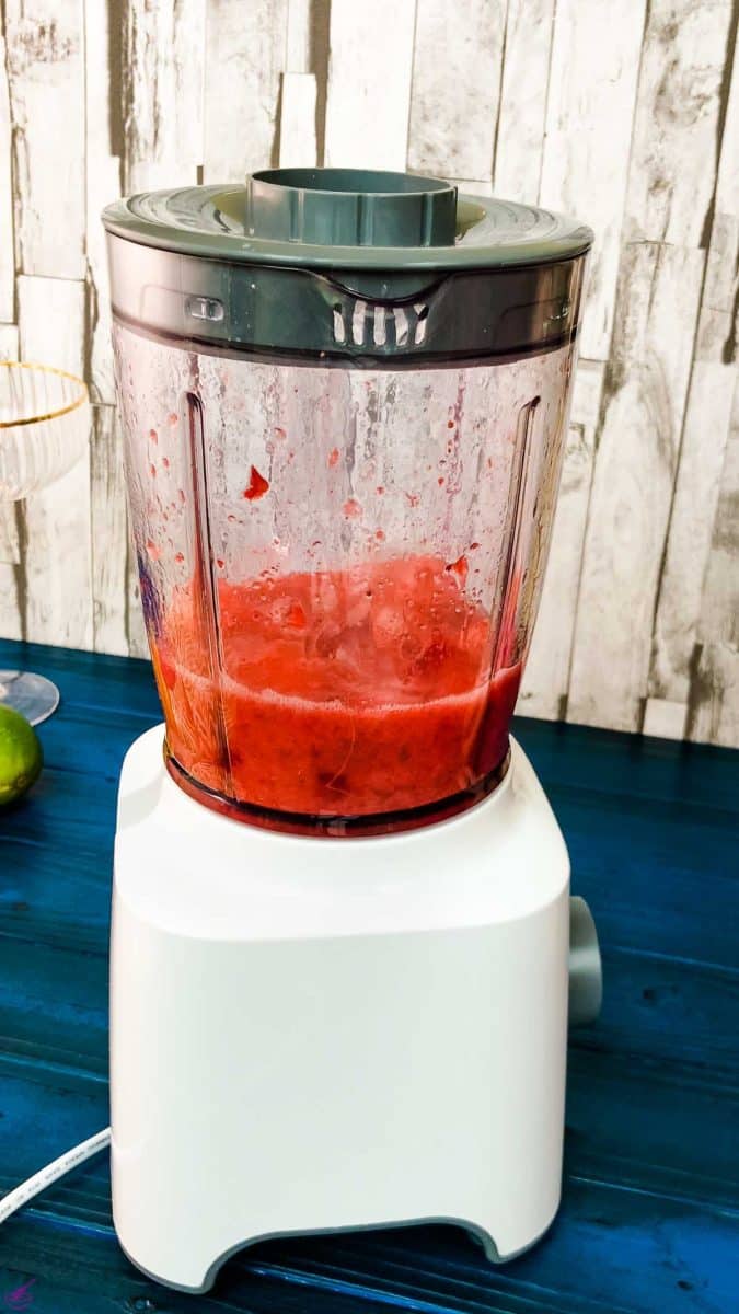 Start the blender and keep blending until you achieve a nice frozen mixture that looks something like a slushy.