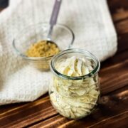 Almond whipped cream piped in a gorgeous Weck Jar on a wooden ground.