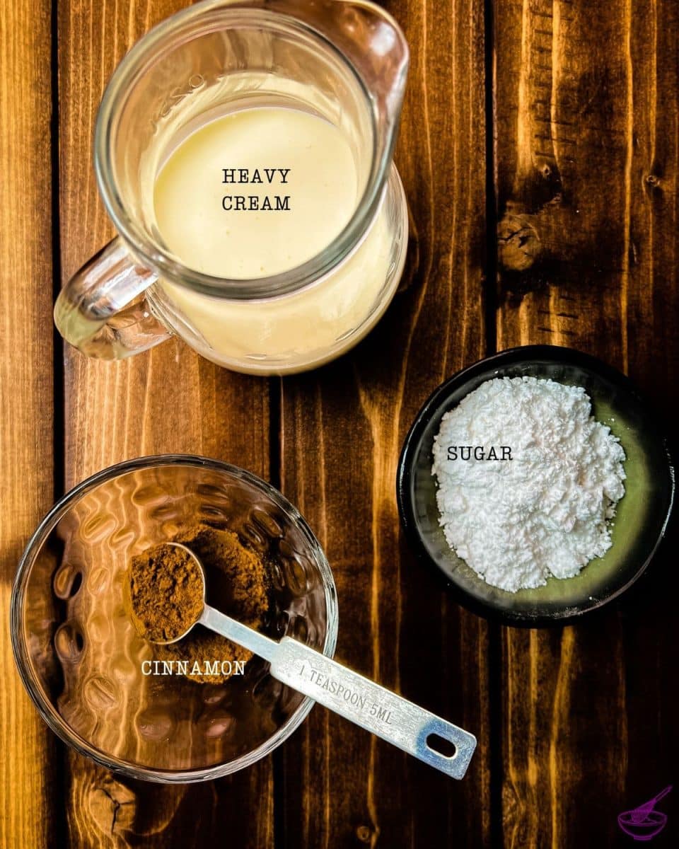 Take three simple ingredients to make a delicious cinnamon whipped cream.