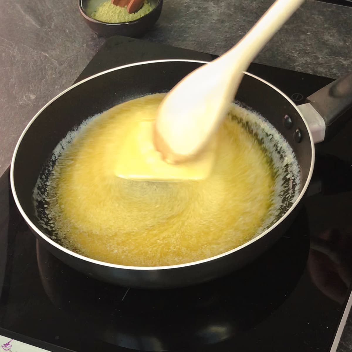 Pan with butter - first we start melting the butter.