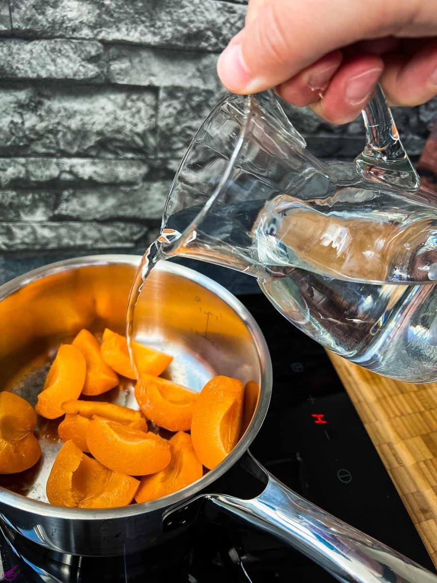 Add water to the apricot filled sauce pan.