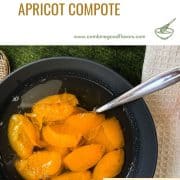 Black bowl filled with a healthy and delicious apricot compote.