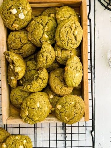 Elevate your cookie game with these delicious and unique Matcha white chocolate chip cookies. Made with homemade Matcha butter! Get ready for a flavor explosion in every bite!