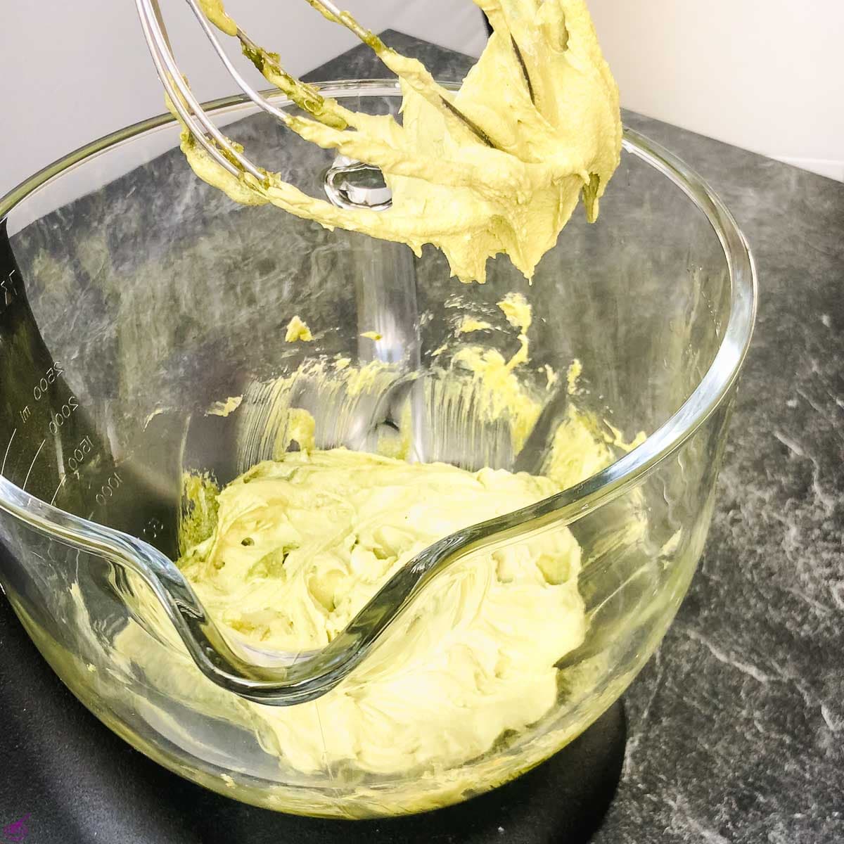 Whip the Matcha butter until creamy.