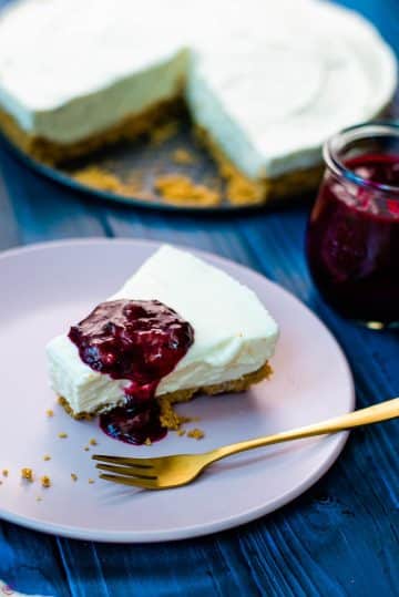 No Bake Lemon Cheesecake with Blueberry Sauce