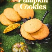 Super soft and delicious pumpkin cookies placed on black leaf shaped dish.