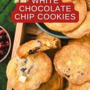 Delicious cookies, packed with dried cranberries and white chocolate chips.