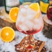 Stunning cranberry gin spritz, garnished with a slice of orange. Refreshing and festive!