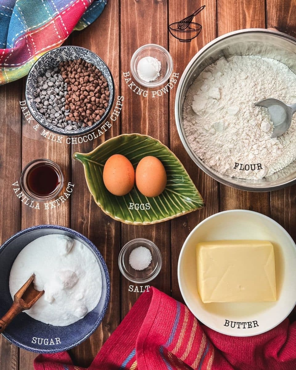 A few simple ingredients are required for making delicious chocolate chip sugar cookies.