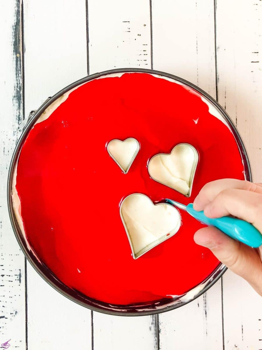 Carefully remove the heartshaped cookie cutters.