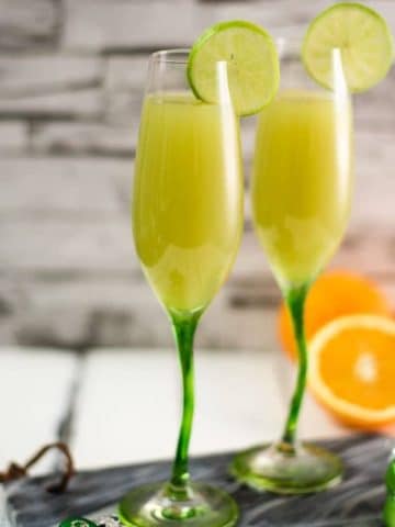 Pretty and festive. St. Patrick's Day Mimosa in soft green, without food coloring with only three ingredients!