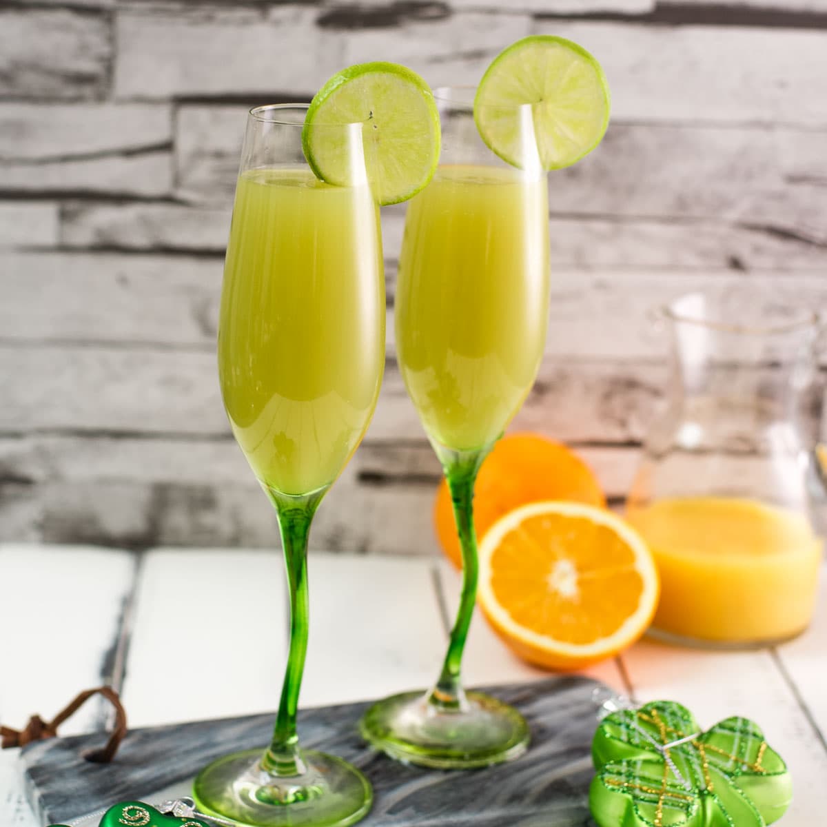 Pretty and festive. St. Patrick's Day Mimosa in soft green, without food coloring with only three ingredients!