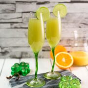 Pretty and festive. St. Patrick's Day Mimosa in soft green, without food coloring with only three ingredients!