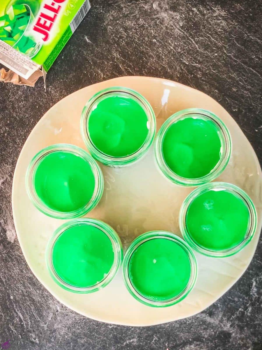 Let the lime Jell-o firm up in the fridge.