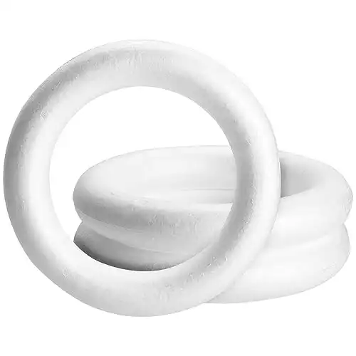 Juvale 3 Pack Foam Wreath Forms, 12 Inch Round Foam Rings for Crafts, DIY Projects, Holiday Decor