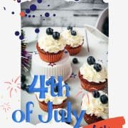 Gorgeous red, white and blue cupcakes, placed on white plate.