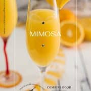 Gorgeous mimosa, garnished with orange slice in cute glass with small gems.