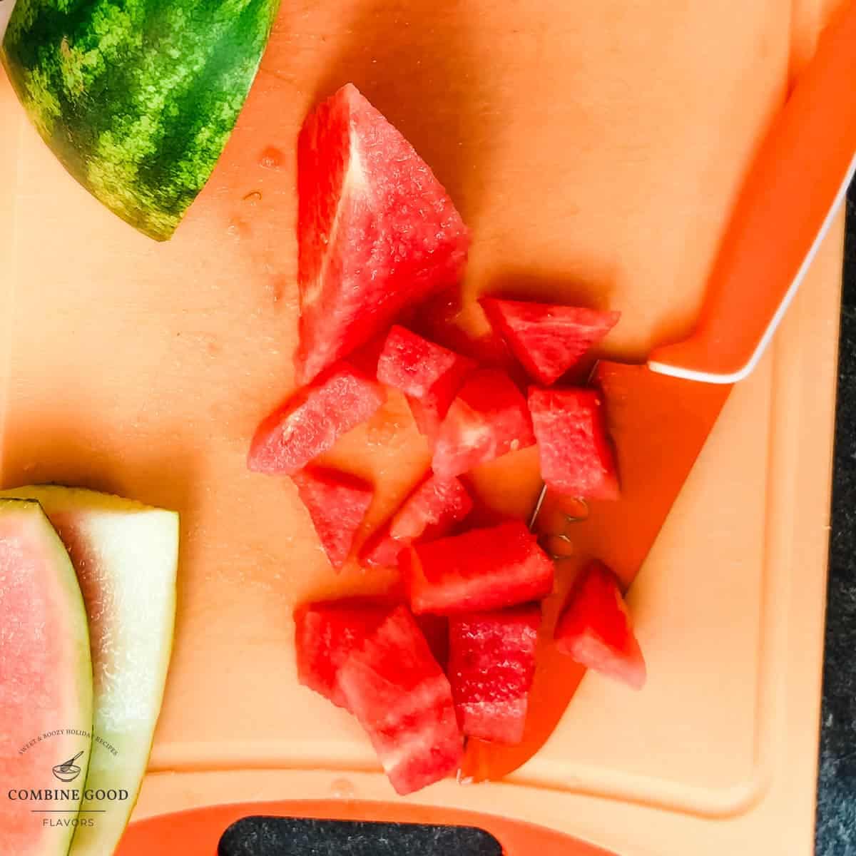 Cut the watermelon into chunks.