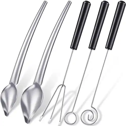 3 Pieces Candy Dipping Tools Chocolate Dipping Fork Spoons Set 2 Pieces Culinary Decorating Spoons Chef Art Pencil for Decorative Plates Stainless Steel Chef Spoon