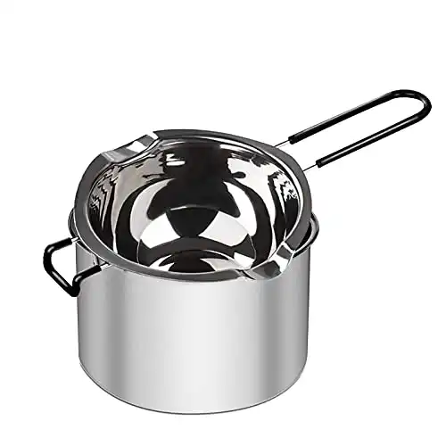 2Pack Stainless Steel Double Boiler Pot with Heat Resistant Handle for Melting Chocolate, Butter, Cheese, Soap, Wax and Candy - 18/8 Stainless Steel Melting Pot (450ml and 1600ml)