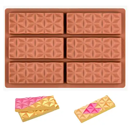 Fimary 1 Pc Break Apart Chocolate Molds Silicone Deep Candy Bar Molds Silicone Shapes, Silicone Molds for Wax Melts Large(Pyramid)