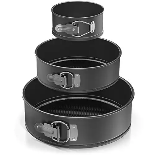 Springform Cake Pan Set Of 3 (4 7 9 Inch) - Round Nonstick Baking Pans Spring Form For Cheesecake, Tier Wedding Cakes, And More - Removable Bottom, Leakproof Bakeware Sets With Small, Medium, Large