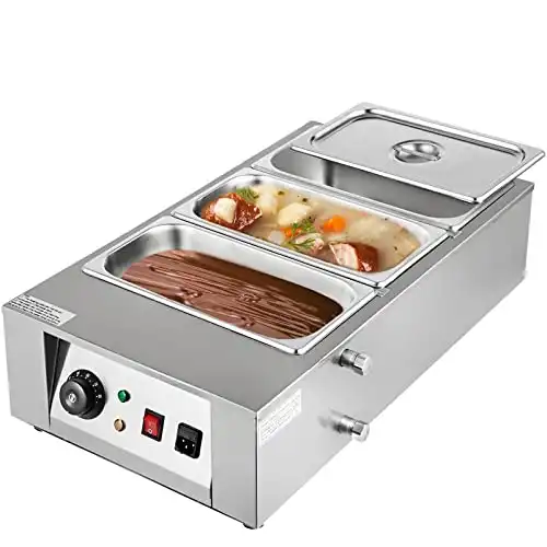 Happybuy 1000W Electric Chocolate Melting Pot Machine, 3 Tanks Commercial Electric Chocolate Heater,26.45LBS Capacity Thermal Insulation Heating Machine,for Chocolate Cheese Soup,32-176