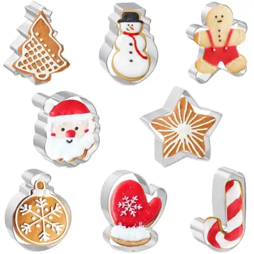 Cookie Cutters 8 PCS, Christmas Cookie Cutters by JOB JOL, 3'' to 3.5''