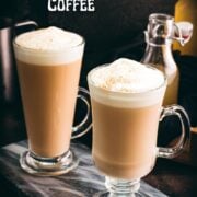 Healthy and delicious! Ginger coffee made with homemade ginger lemon syrup, served in beautiful glasses.