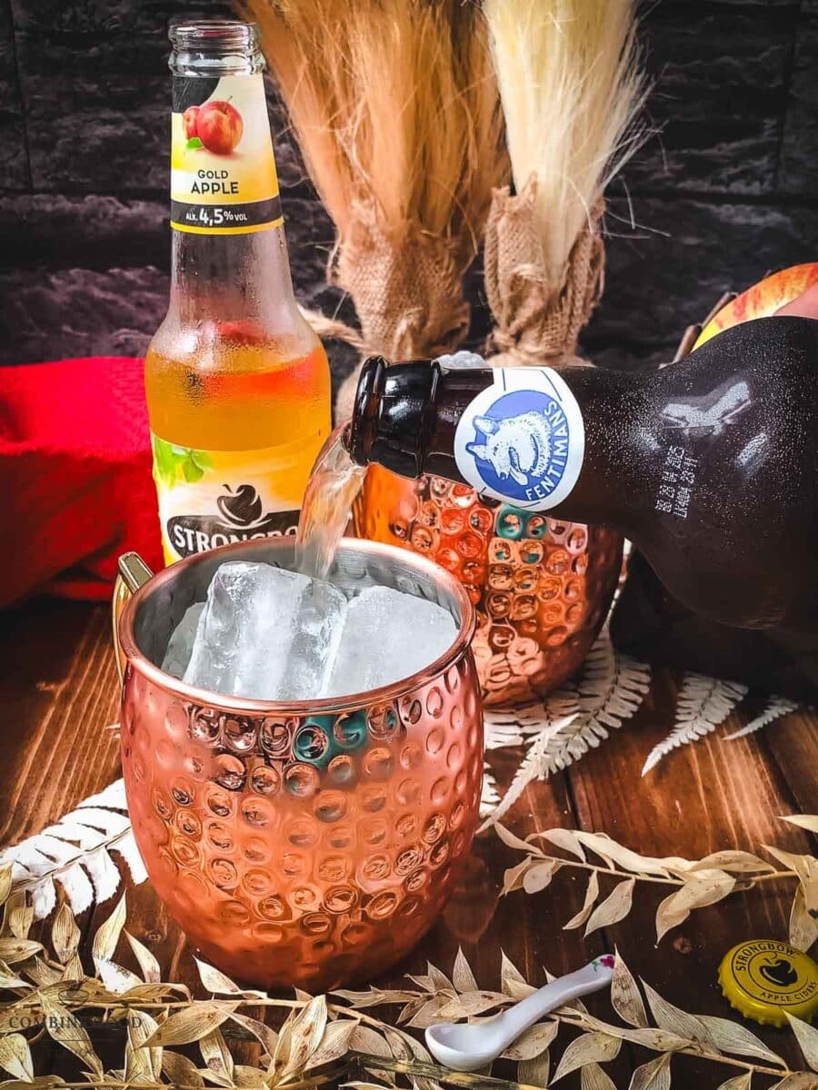 Top your apple cider Moscow mule with ginger beer.