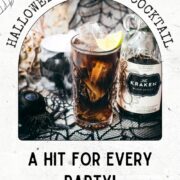 Gorgeous highball glass filled with delicious Kraken Cola. Served spookily next to a little spider on a spider web.