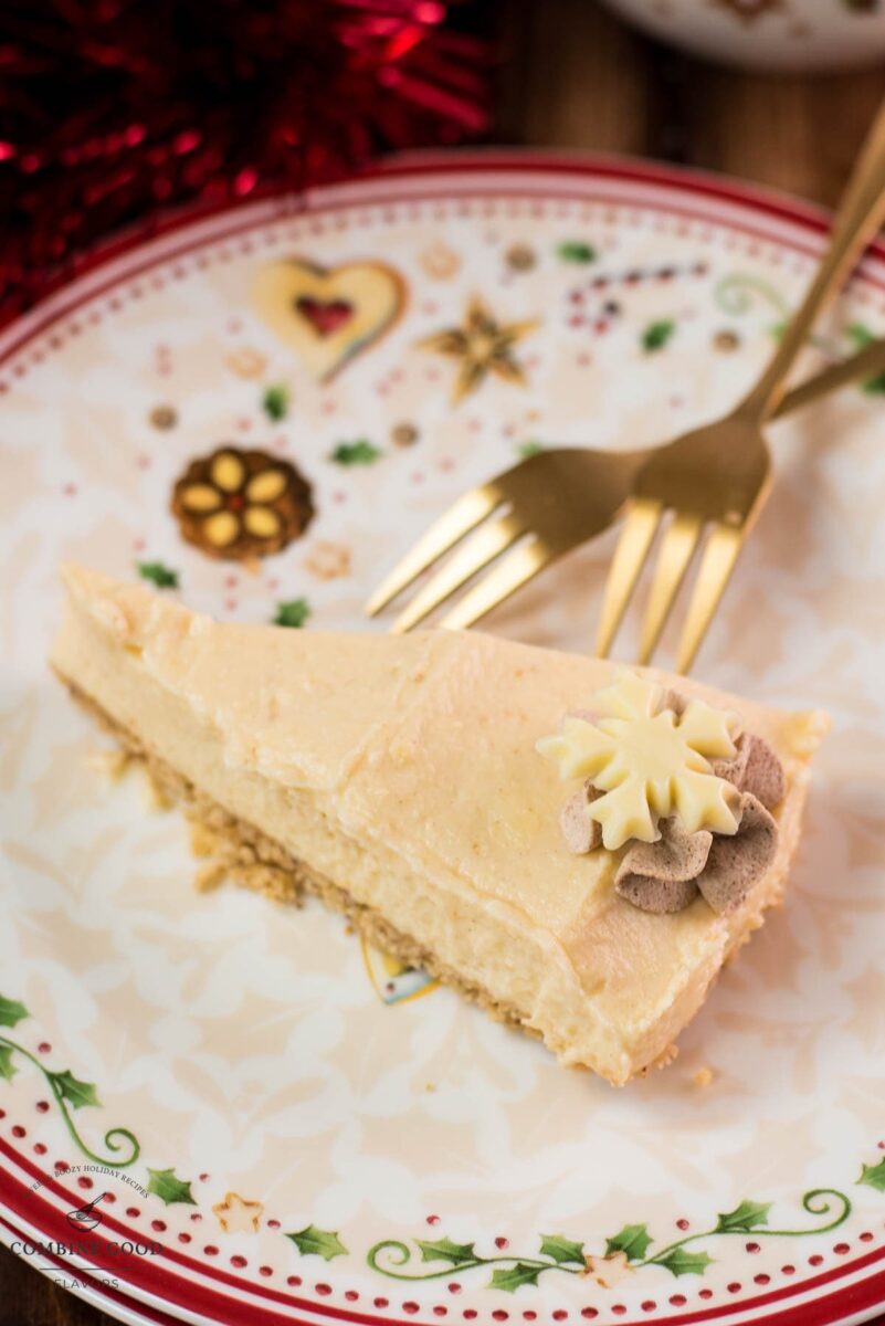 Delicious Christmas cheesecake slice.