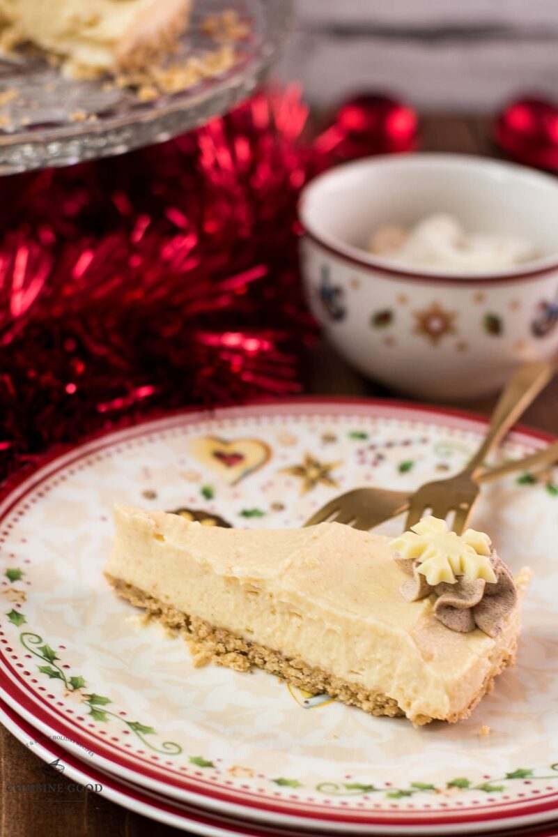 Delicious Christmas cheesecake slice.