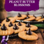 Gorgeous peanut butter blossoms made with Betty Crocker cookie mix and Hershey's dark chocolate kisses.