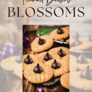 Gorgeous peanut butter blossoms made with Betty Crocker cookie mix and Hershey's dark chocolate kisses.