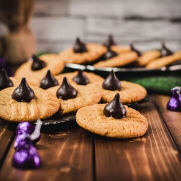 Gorgeous peanut butter blossoms made with Betty Crocker cookie mix and Hershey's dark chocolate kisses.